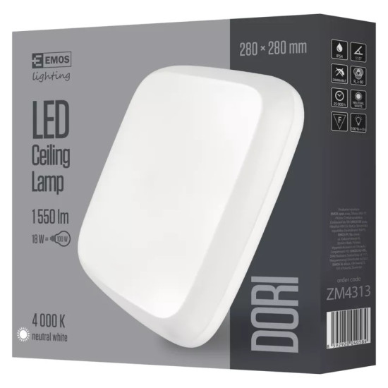 EMOS Dori LED mennyezeti lámpa 18W 1550lm IP54 term. fehér  ZM4313