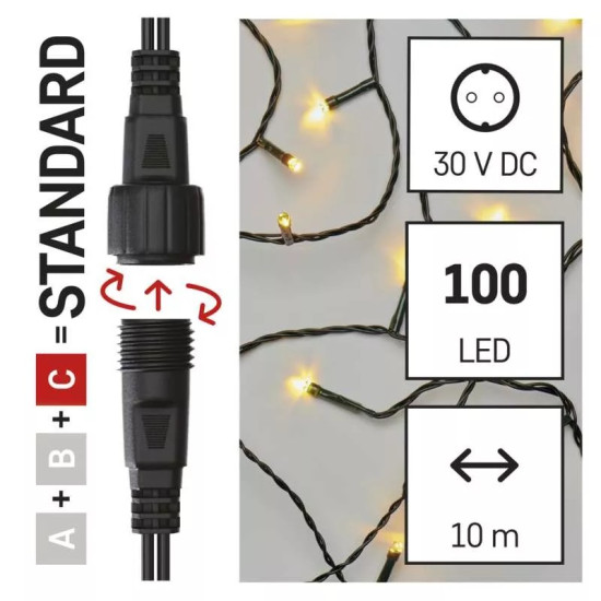 EMOS LED sorolható karácsonyi füzér, 5 m, kültéri és beltéri, meleg fehér D1AW02