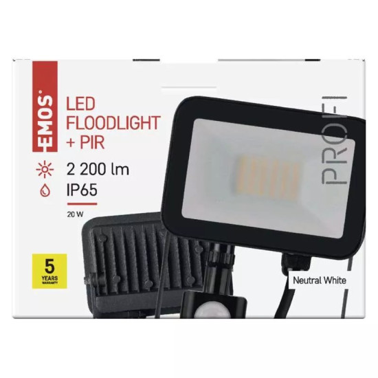 EMOS Profi LED reflektor 20W 2200lm mozgásérzékelőve IP65 term. fehér ZS2722