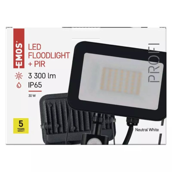 EMOS Profi LED reflektor 30W 3300lm mozgásérzékelőve IP65 term. fehér ZS2732
