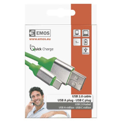 EMOS USB KÁBEL 2.0 A DUGÓ - C DUGÓ 1M ZÖLD (SM7025G)