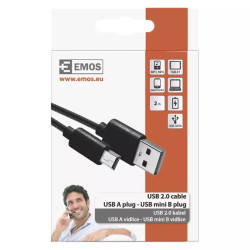 EMOS USB KÁBEL 2.0 A dugó - mini B dugó 2m SM7009BL