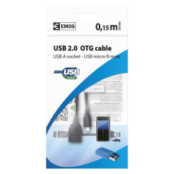 EMOS USB KÁBEL2.0 A/F- MICRO B DUGÓ OTG 15CM FEKETE SD7400