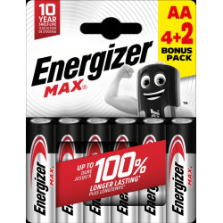 Energizer Max AA ceruza elem (LR6) bl/4+2