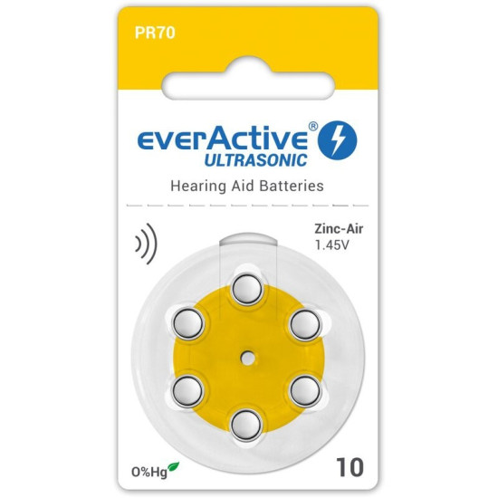 everActive ULTRASONIC hallókészülék elem "10" PR70 BL/6 szín:SÁRGA