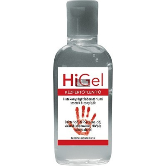 HI-GEL antibakteriális kézfertőtlenítő gél,100ml,citrom illattal