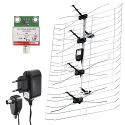 Kültéri antenna EM-025, 0–100 km, DVB-T2, DAB, LTE/4G szűrő J0665