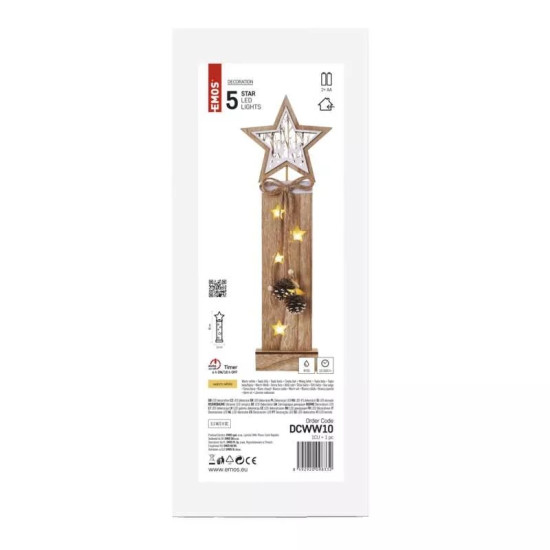 LED dekoráció, fa – csillagok, 48 cm, 2x AA, beltéri, meleg fehér, időzítőDCWW10
