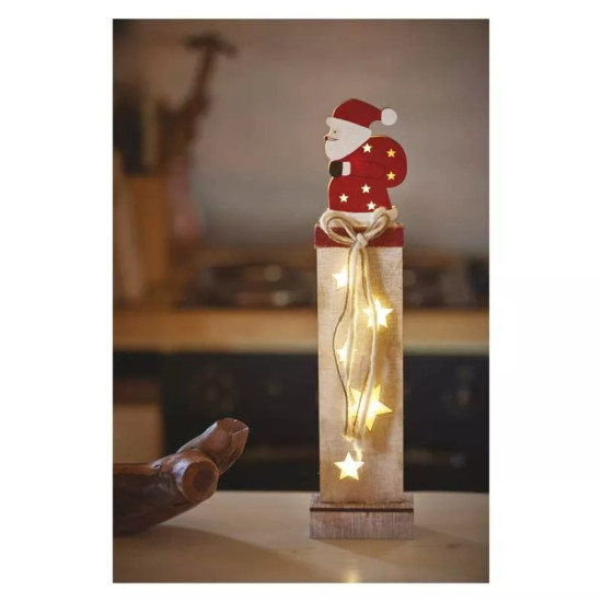 LED dekoráció, fa – Télapó, 46 cm, 2x AA, beltéri, meleg fehér, időzítő DCWW11