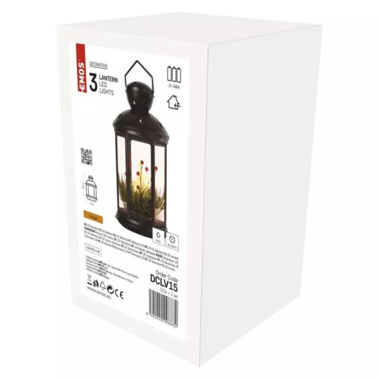 LED dekoráció-karácsonyi lámpa gyertyákkal, fekete,35,5 cm, 3x C, beltéri DCLV15