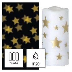 LED dekoráció projektor – csillagok, 3x AAA beltéri, meleg fehér DCPW03