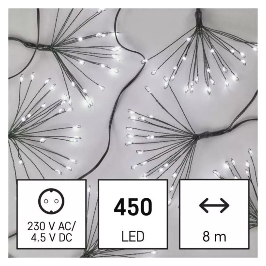LED fényfüzér – fürtök, nano, 8 m, beltéri, hideg fehér, időzítő D3AC10