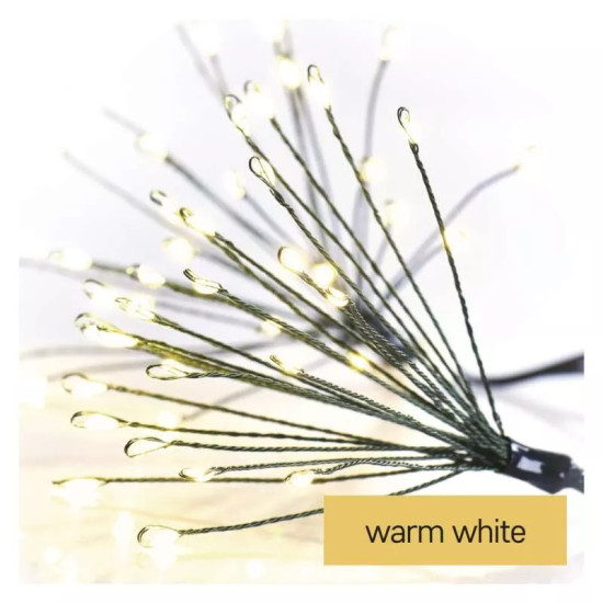 LED fényfüzér – fürtök, nano, 8 m, beltéri, meleg fehér, időzítő D3AW11