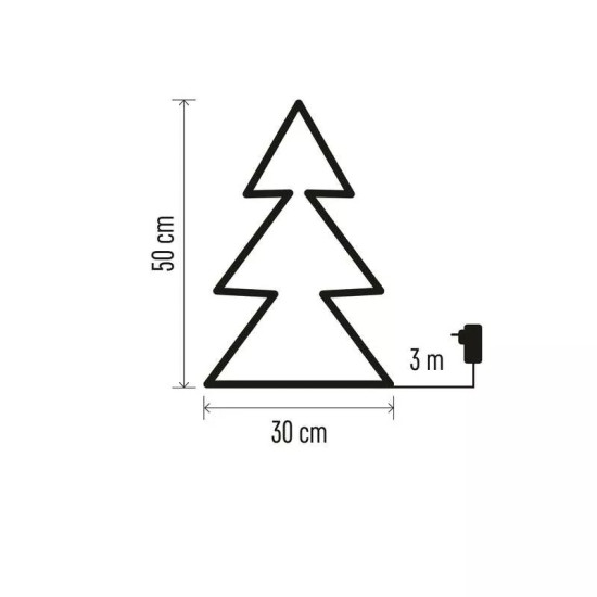 LED karácsonyfa, fém, 50 cm, kültéri és beltéri, meleg fehér DCZW05