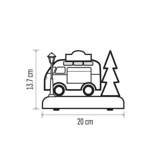 LED karácsonyi autó, 13,7 cm, 3× AA, beltérre, meleg fehér DCLW10