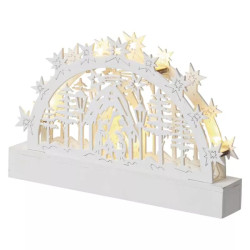 LED karácsonyi betlehem, fa, 14 cm, 3x AA, beltéri, meleg fehér, időzítő ZY2314