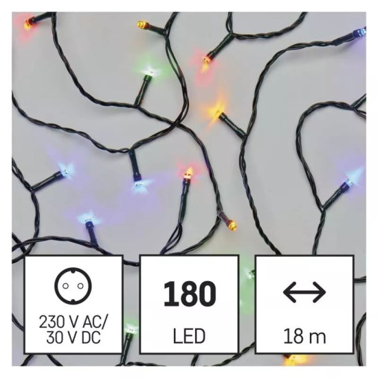 LED karácsonyi fényfüzér, 18 m, kültéri és beltéri, többszínű, időzítő ZY0814T