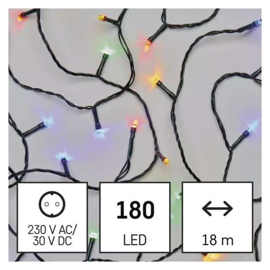 LED karácsonyi fényfüzér, 18 m, kültéri és beltéri,többszínű,programokkal D4AM09