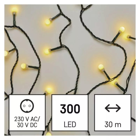 LED karácsonyi fényfüzér, cseresznye,30m,kültéri és beltéri,meleg fehér ZY1603T