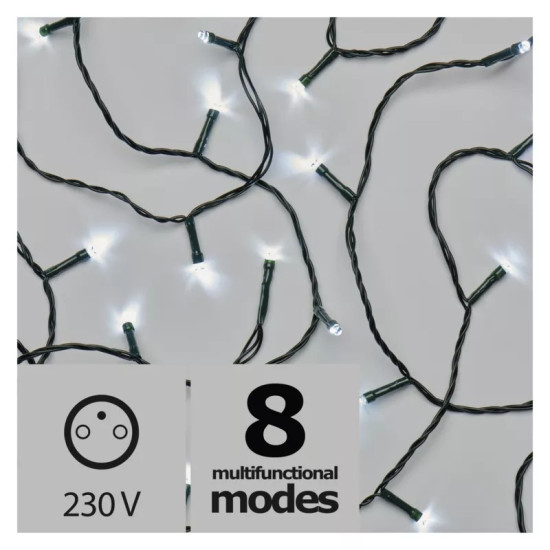 LED karácsonyi fényfüzér,18m,kültéri és beltéri,hideg fehér,programokkal ZY2159