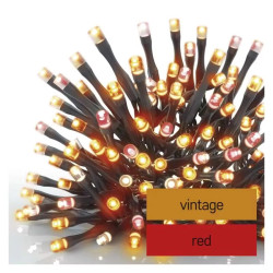 LED karácsonyi fényfüzér,pulzáló,12m,kültéri és beltéri,vintage/piros D4AD02