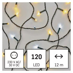 LED karácsonyi fényfüzér,villogó,12m,kültéri és beltéri,meleg/hideg fehér D4AN02