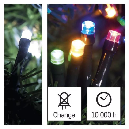 LED karácsonyi fényfüzér 2 az 1-ben, 10 m, kültéri és beltéri,hideg fehér D4AJ01