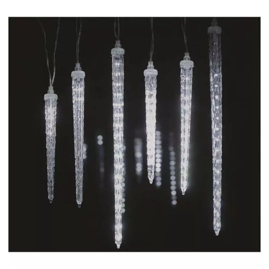 LED karácsonyi girland-jégcsapok,6 db,3,6 m,kültérre és beltérre,hideg f. DCPC06