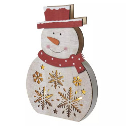 LED karácsonyi hóember, fa, 30 cm, 2x AA, beltéri, meleg fehér, időzítő ZY2331