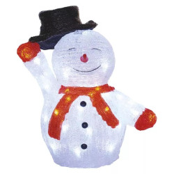 LED karácsonyi hóember kalappal, 36 cm, kültéri és beltéri, hideg fehér  DCFC18