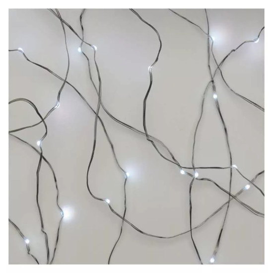 LED karácsonyi nano fényfüzér,ezüst,10m,kültéri és beltéri,hideg fehér ZY1427T