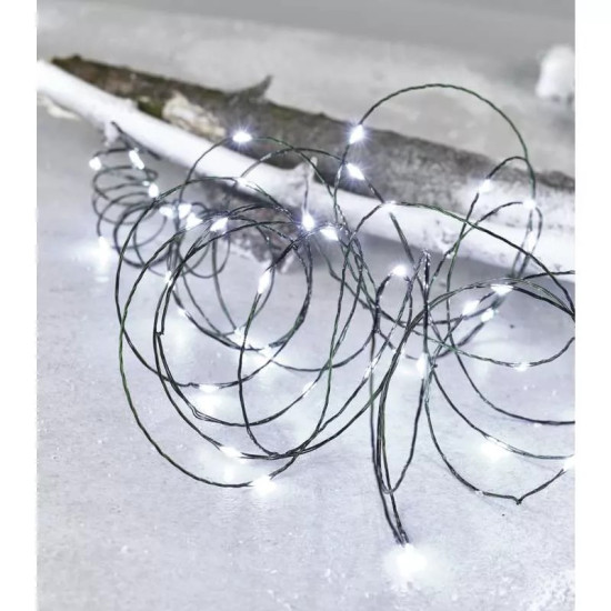 LED karácsonyi nano fényfüzér,zöld,7,5m,kültéri és beltéri,hideg fehér ZY1913T