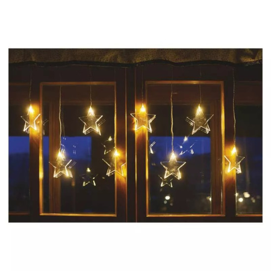 LED kari fényfüggöny-csillagok,45x84cm,kültéri és beltéri,meleg fehér DCGW02
