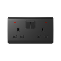 LONDON DOUBLE SOCKET WITH 1P BUTTON SWITCH NEON AN