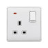 LONDON SINGLE SOCKET WITH 1P BUTTON SWITCH NEON WH