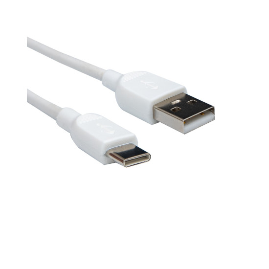 Minőségi USB KÁBEL 2.0 A dugó - C dugó fehér 1m (28AWG/1P+22AWG/2C)