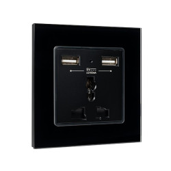 MULTI-FUNCT. SOCKET 16A WITH 2XUSB GLASS FRAME BL