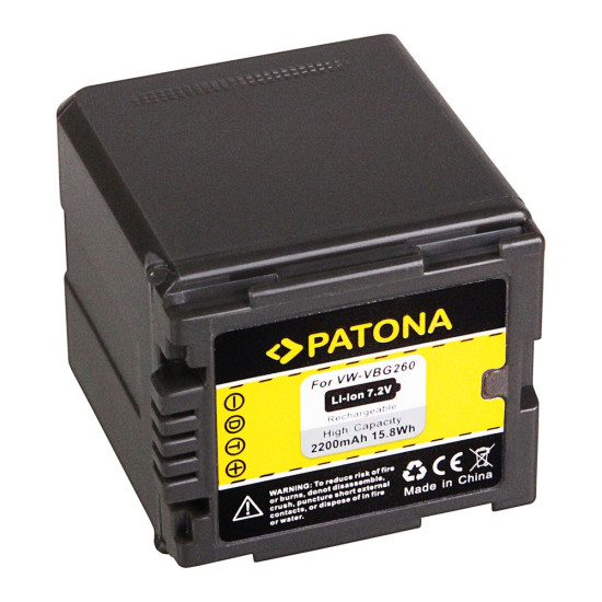 Panasonic kamera akku VW-VBG260 utángyártott (Patona) 7,2V 2200mAh