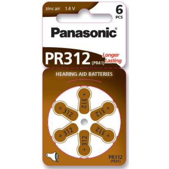Panasonic PR41 "312" hallókészülék elem BL/6