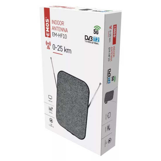 Szobaantenna EM-HF10, 0–25 km, DVB-T2, DAB, LTE/4G/5G szűrő J0687